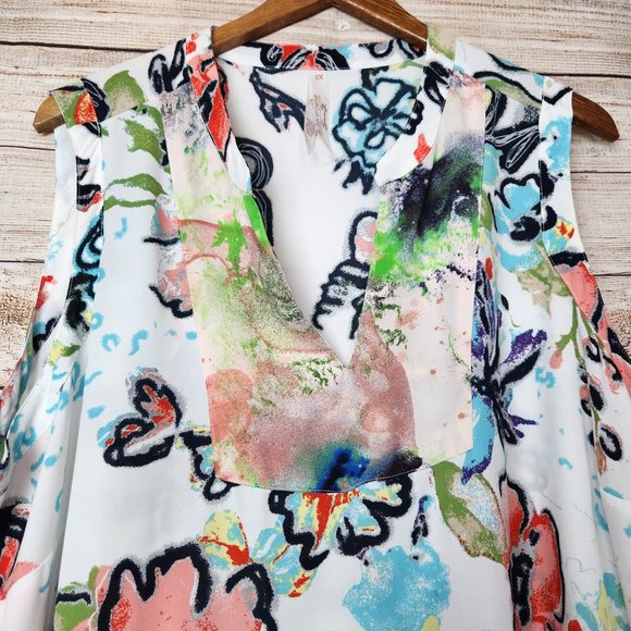 Melissa Mccarthy Seven7 Women's Tunic Dress Multicolor Floral Sleeveless Plus 2X - Picture 2 of 12